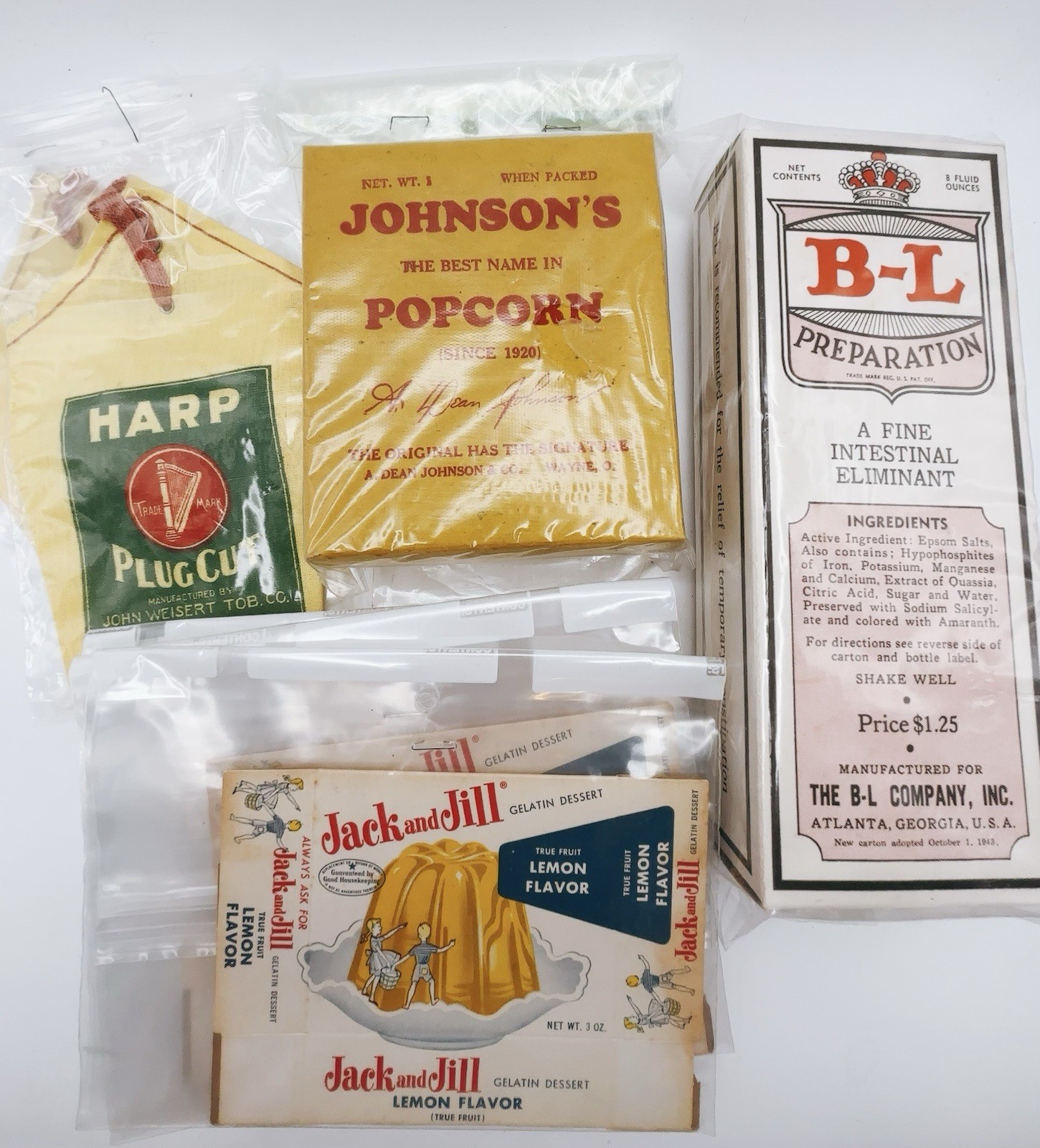 Lot Of Vintage Advertising Collectible Boxes Popcorn Jack & Jill Harp Tobacco Lot Of Vintage Advertising Collectible Boxes Popcorn Jack & Jill Harp Tobacco