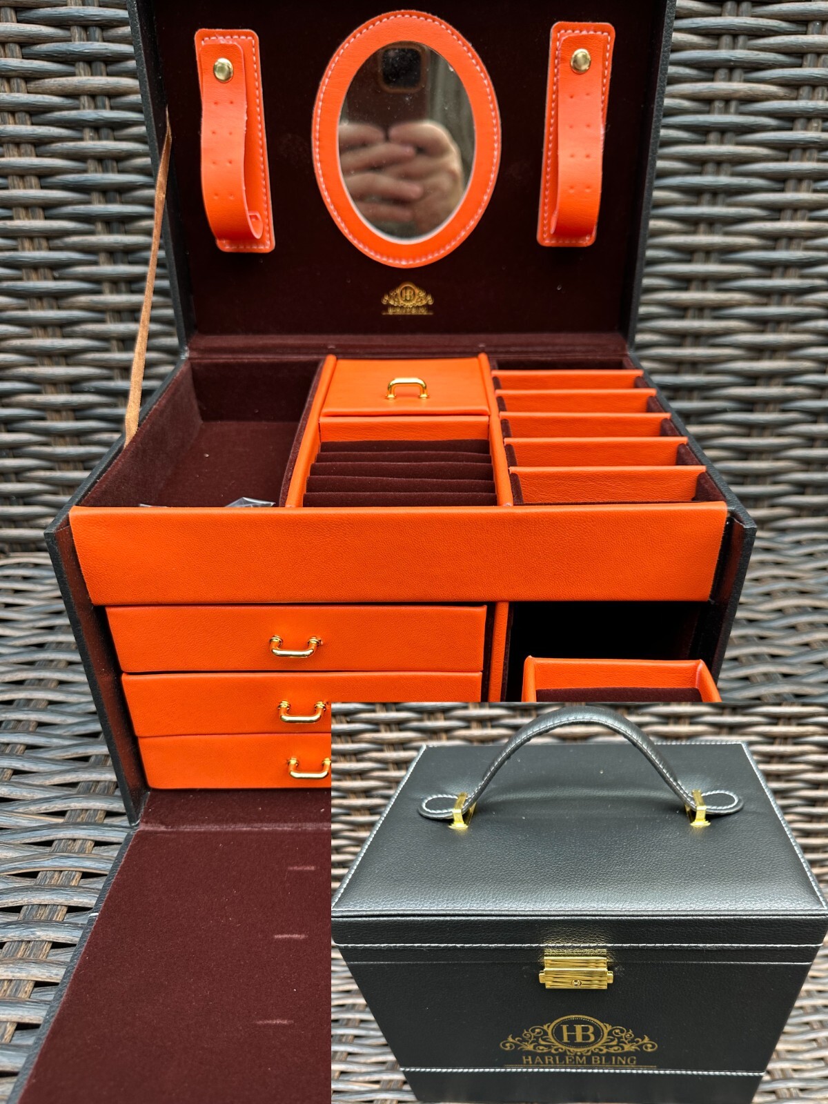Harlembling Leather Full Size Home Jewelry Box Case Harlembling Leather Full Size Home Jewelry Box Case