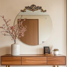 Antique Baroque Mirror with Back Frame Ornate Wall Mirrors Circular Home Decor picture