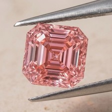 3.0 Ct Fancy Pink Ascher Cut VVS1 Diamond Premium Quality Loose Gemstone 9X9 MM picture