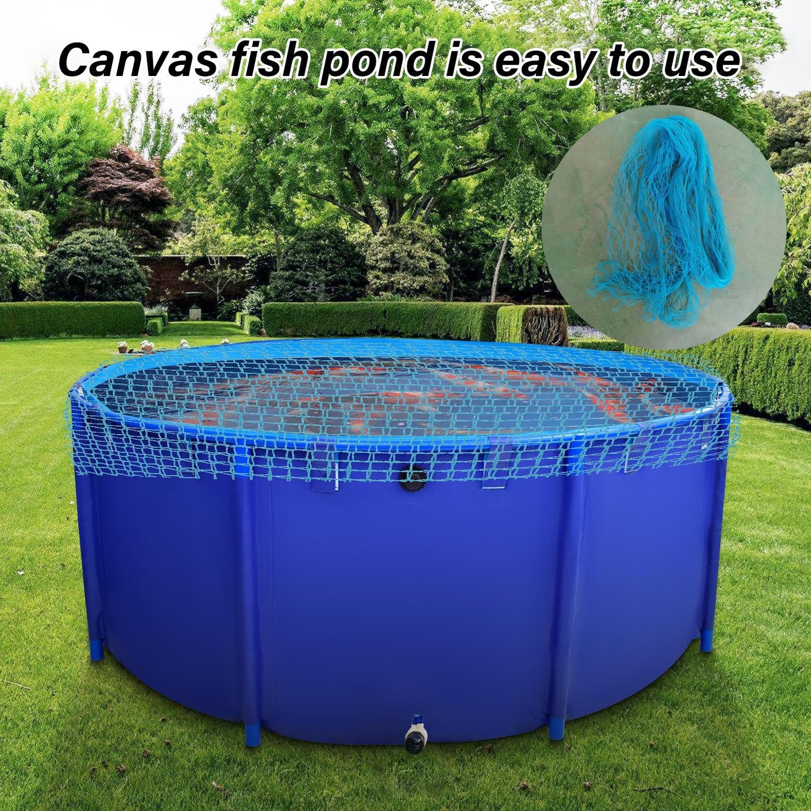 Canvas Fish Pond Above Ground Fish Tank 634 Gal Round Koi Pond (Blue) Canvas Fish Pond Above Ground Fish Tank 634 Gal Round Koi Pond (Blue)