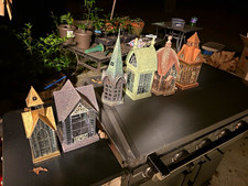 Echo Valley Architectural Lanterns Lot of 6 Metal Glass Village Houses Rare picture