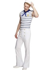 Men's Fever French Sailor Costume in White, Large Size 42"-44" - Smiffys picture
