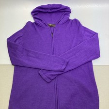 Peruvian Baby Alpaca Zip Cardigan Sweater Purple Knit Full Zip Size XL Hooded picture