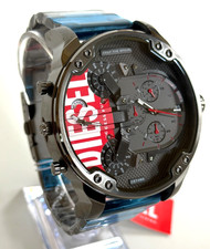 DIESEL DZ7463 MR. Daddy 2.0 Grey-Plated Stainless Steel Watch BNWT Gift Box $425 picture