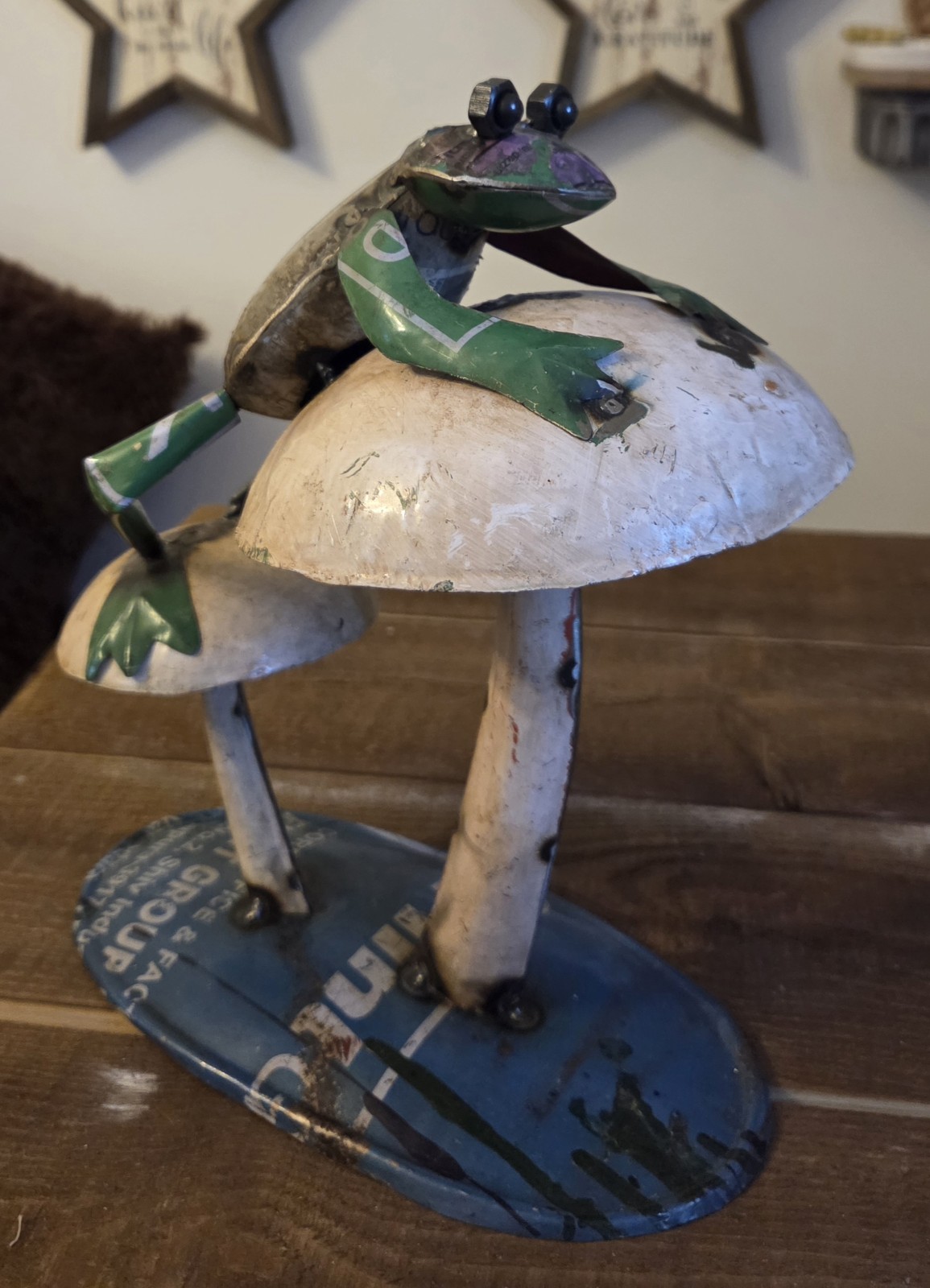 Recycled Metal Art Frog On A Mushroom Table Top Decor' Studio Art Recycled Metal Art Frog On A Mushroom Table Top Decor' Studio Art