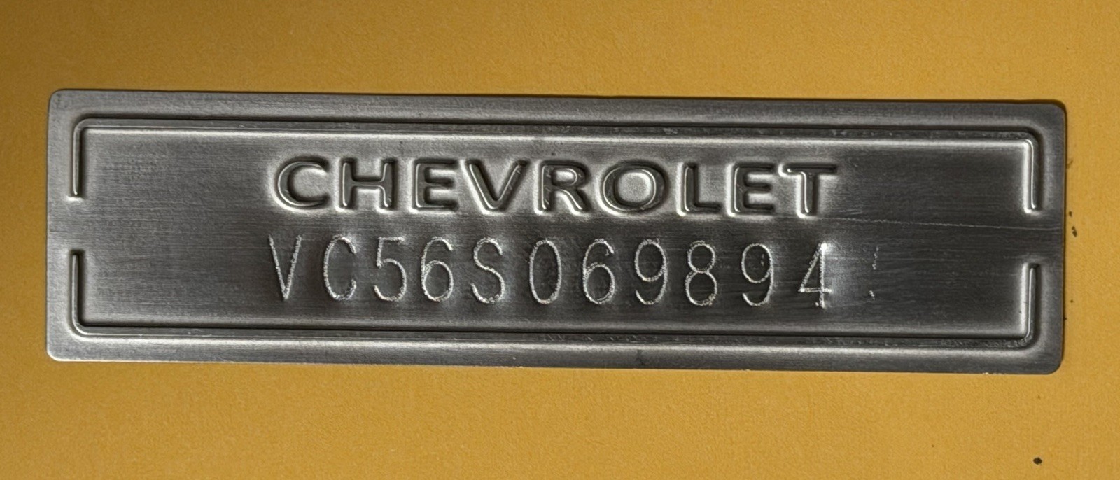 CHEVY CHEVROLET DOOR DASH TAG DATA SERIAL NUMBER PLATE Stamped w/ Your VI# CHEVY CHEVROLET DOOR DASH TAG DATA SERIAL NUMBER PLATE Stamped w/ Your VI#