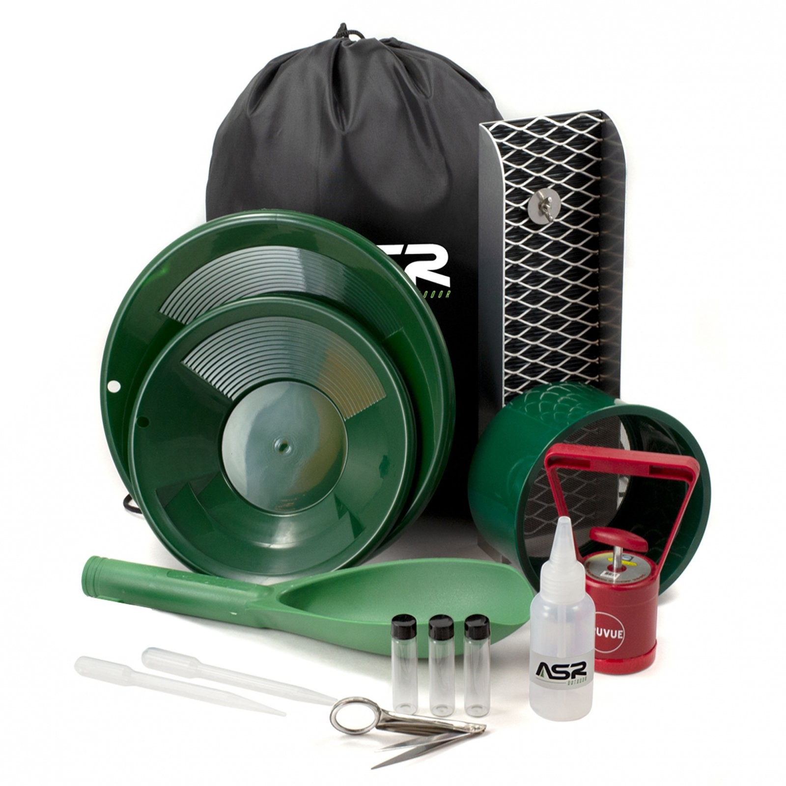 ASR Outdoor Lightweight Backpacker Gold Panning Kit with Metal Mini Sluice 14pc ASR Outdoor Lightweight Backpacker Gold Panning Kit with Metal Mini Sluice 14pc