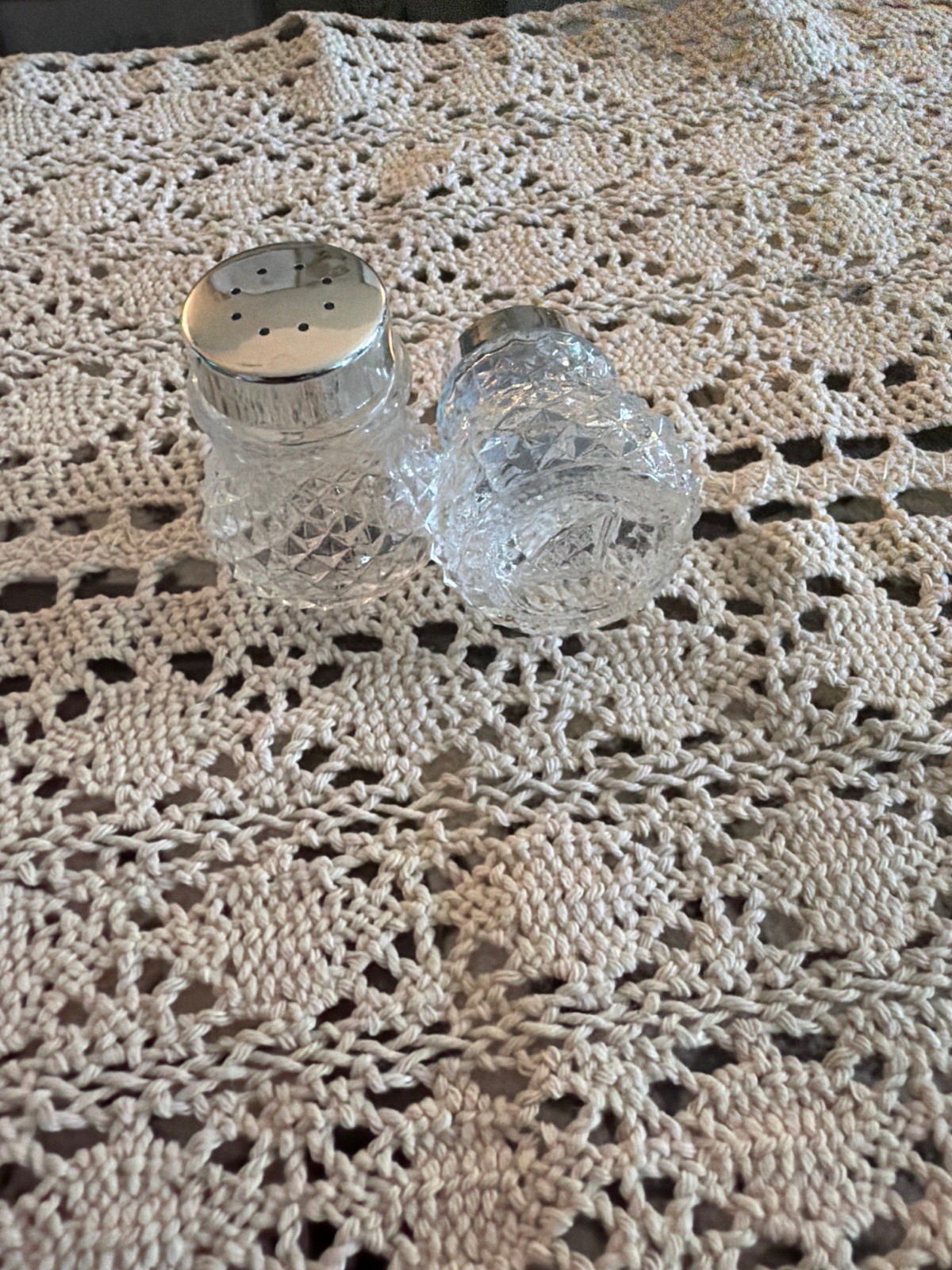 Vintage Hobnail Glass Clear Salt and Pepper Shakers Set of 2 - 1.5”
