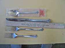 TWO 4 piece place settings Oneida Heirloom Sterling Silver Damask Rose No mono picture