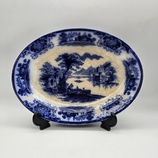 Grindley Shanghai Flow Blue 10" Oval Serving Platter picture