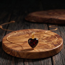 Red Garnet January Birthstone 14k Gold Filled Handmade Dainty Heart Pendant picture