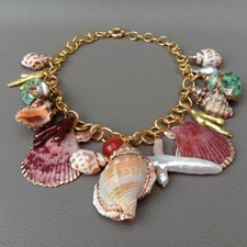 19" Multi Sea Shell Pearl Chain Necklace Summer Beach Jewelry picture