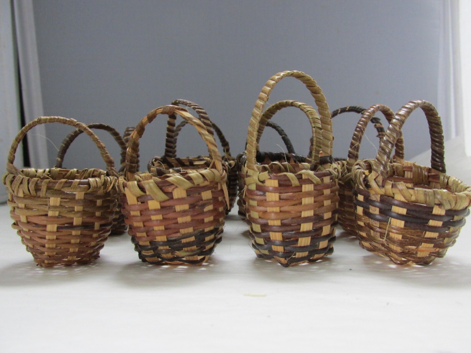 Miniature Baskets Wicker/Ratan 1-1/2" W x 2"H w/handle 12 in ea. bunch