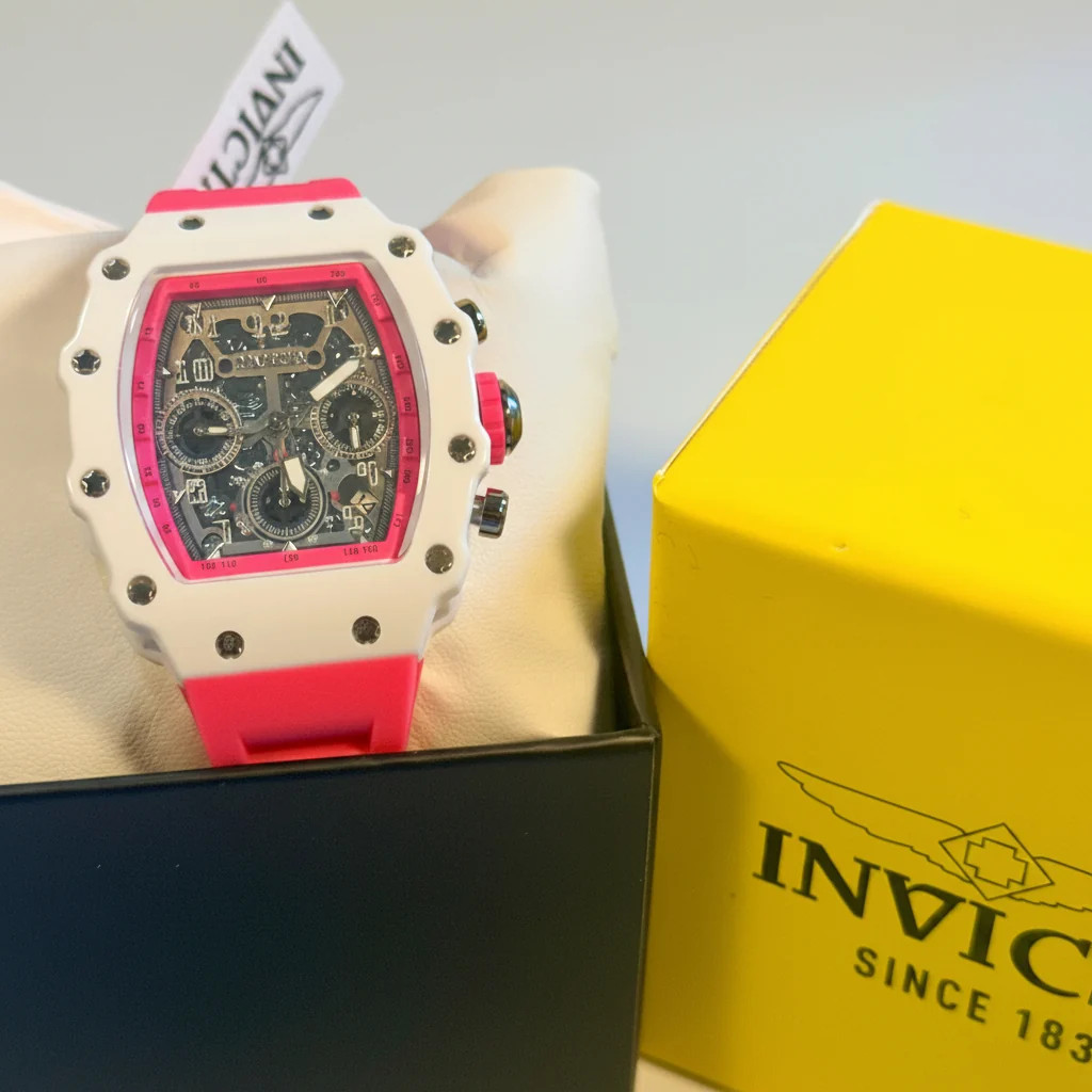 69606 Invicta Racing Unisex 40mm White Case Pink Silicone Strap Watch 69606 Invicta Racing Unisex 40mm White Case Pink Silicone Strap Watch