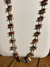 Old Tiny Authentic Melon Shell Heishi Unakite Turquoise 28” Necklace Kewa Made picture