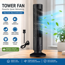 Tower Fan 3 Speed Quiet Portable Cooling Air Circulator Black Desk Home Office picture