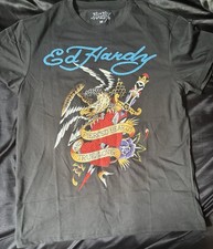 Ed Hardy Men's Vintage T-Shirt Brown Tiger Short Sleeve Size Medium picture