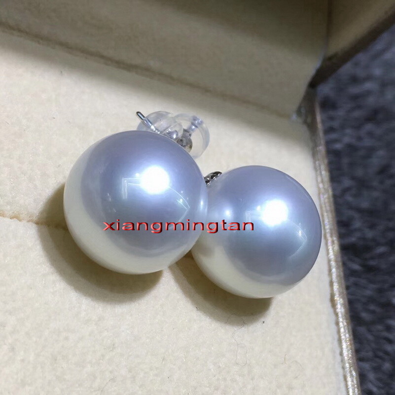 collectible 2PS Top natural real white 13-14MM LOOSE south sea PEARL earring 18K collectible 2PS Top natural real white 13-14MM LOOSE south sea PEARL earring 18K