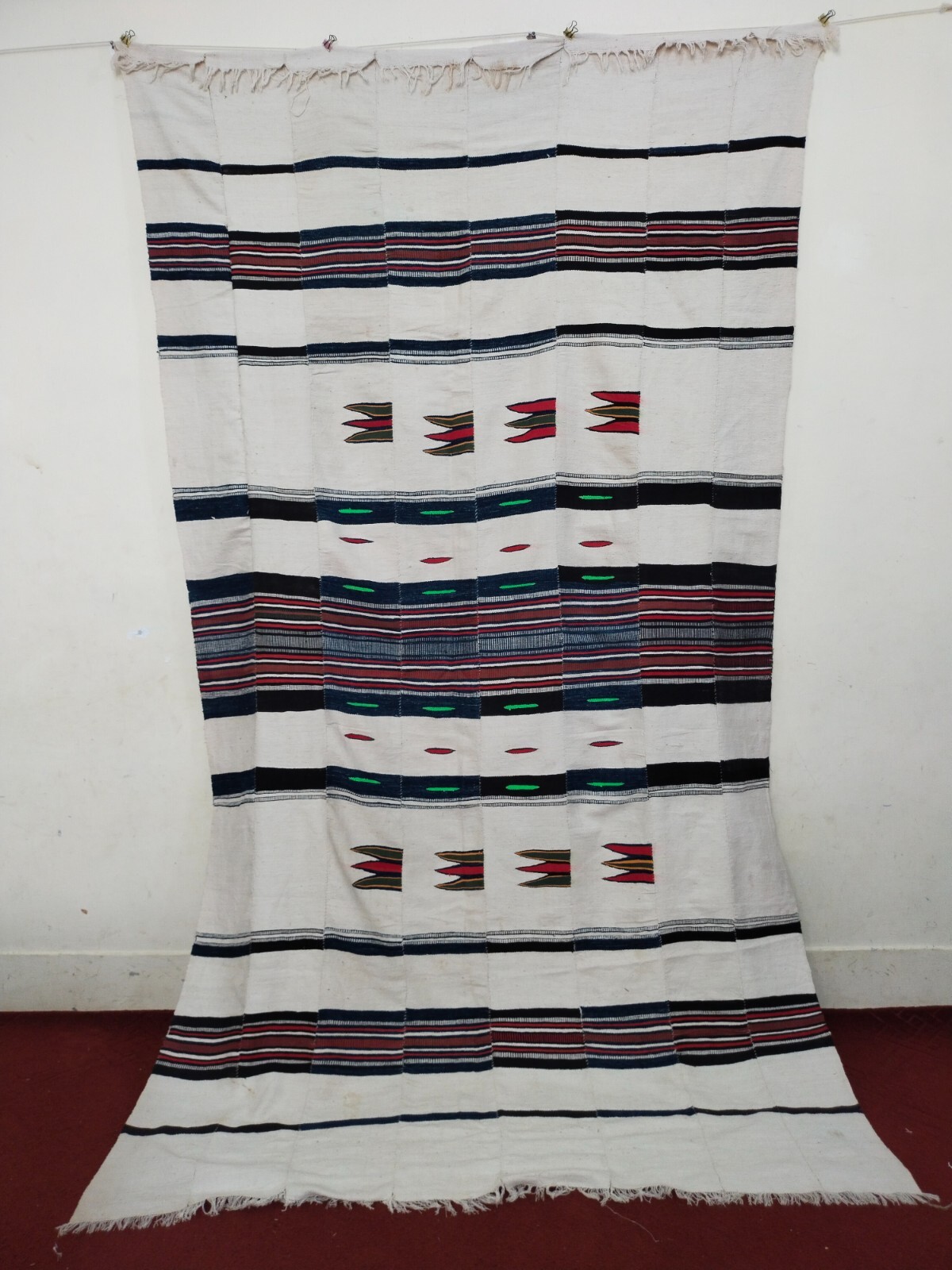 Vintage African Fulani Khasa Blanket Handwoven Cotton Indigo Striped Tribal Clot Vintage African Fulani Khasa Blanket Handwoven Cotton Indigo Striped Tribal Clot
