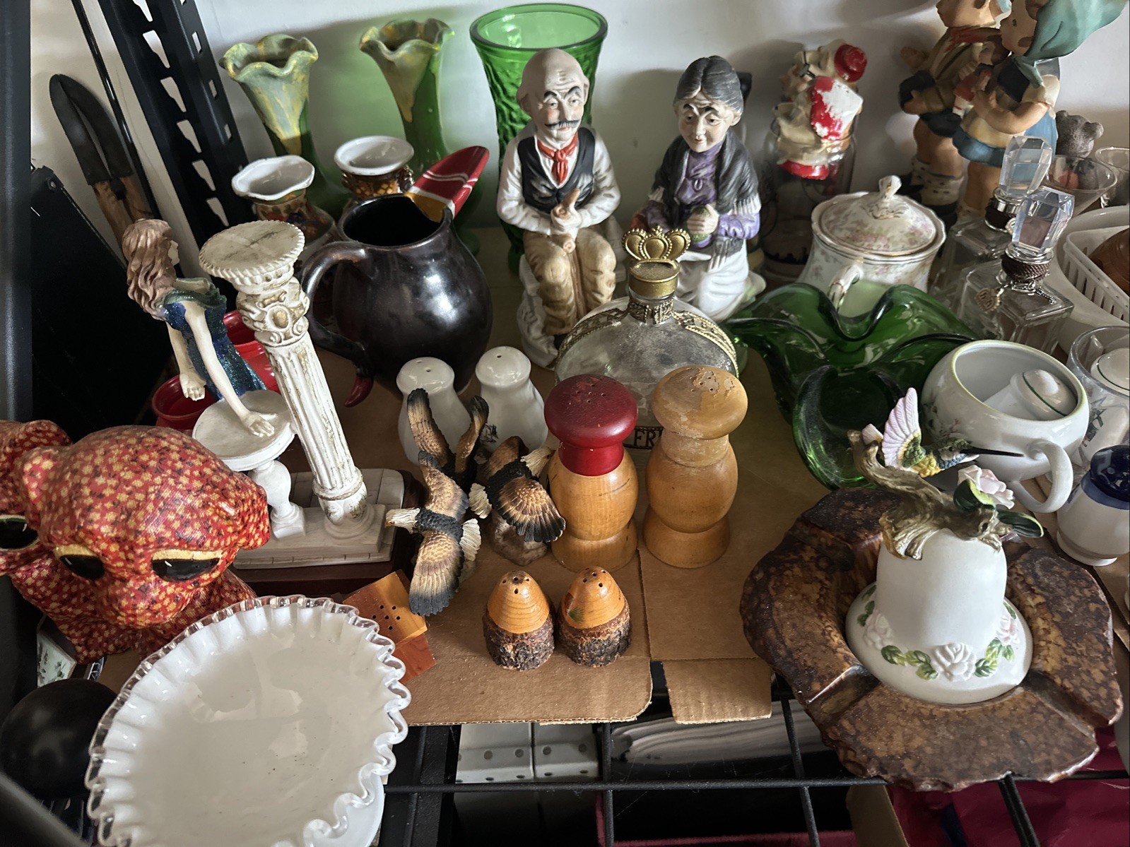 Entire Shelf Filled With Vintage Glass And Porcelain Items Knick Knacks And More Entire Shelf Filled With Vintage Glass And Porcelain Items Knick Knacks And More