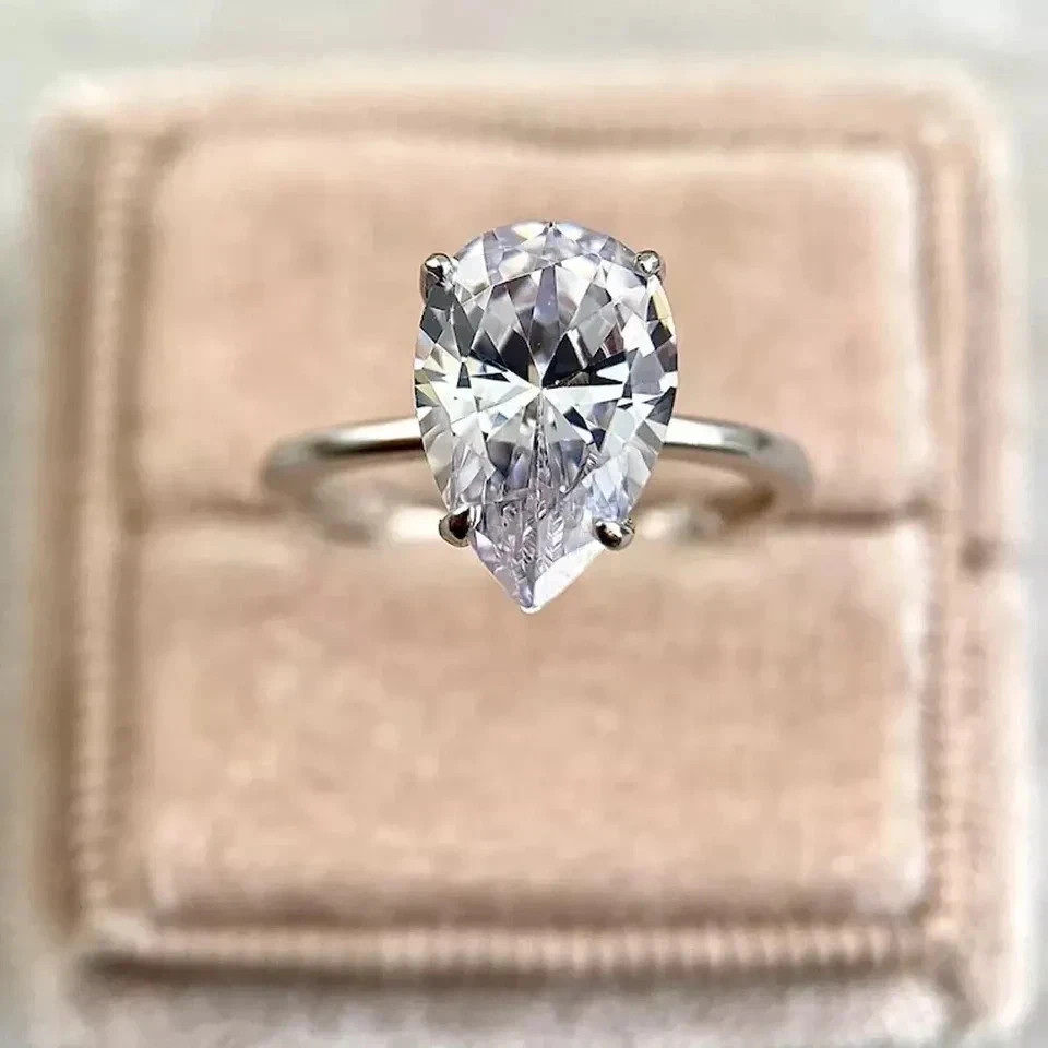 5.00 Ct Certified Lab Grown White Diamond Pear Cut Solitaire Ring 925 Silver 5.00 Ct Certified Lab Grown White Diamond Pear Cut Solitaire Ring 925 Silver