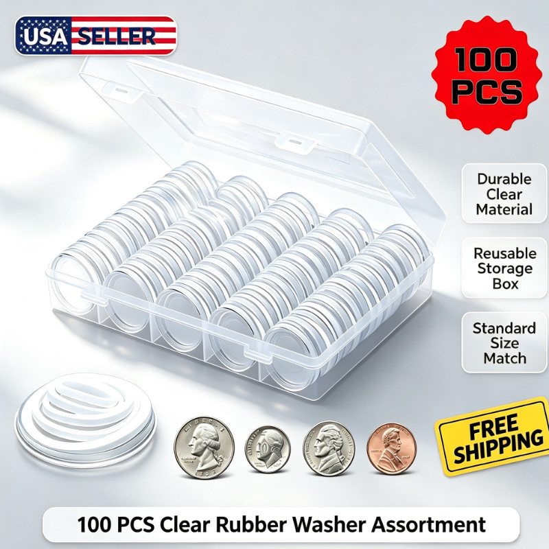 100 PCS 30MM Clear Round Coin Capsules Plastic Coin Holders &White Gaskets & Box 100 PCS 30MM Clear Round Coin Capsules Plastic Coin Holders &White Gaskets & Box