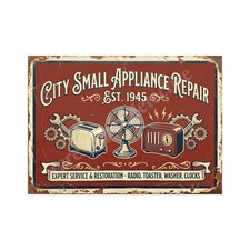 Retro Advertising Sign Print Small Appliance Repair Vintage 1940, 5" x 7" Accent picture