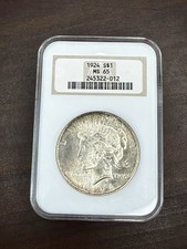 1924 Peace Silver Dollar $1 NGC MS65 Old Fatty Holder Gem BU Toned picture