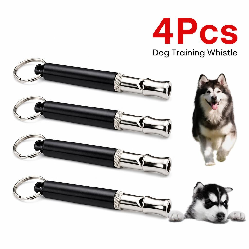 4x Dog Training WHISTLE UltraSonic Obedience Stop Barking Pet Sound Pitch Black