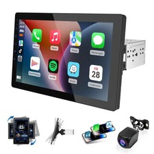 !NEW! Haudio 10.1" Single Din Car Stereo Rotatable Carplay Screen 1080P Rear Cam picture