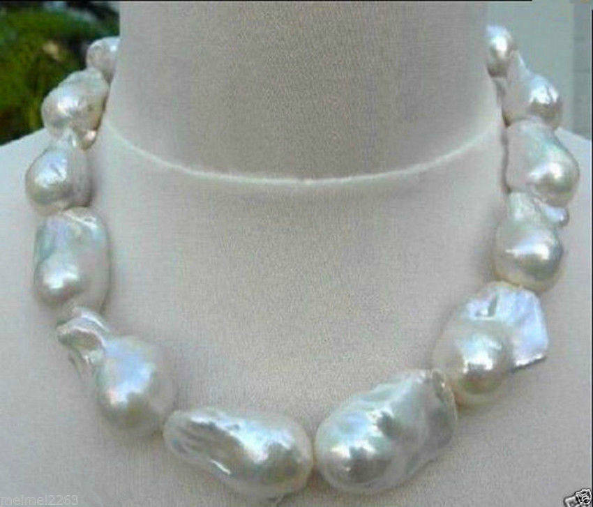 REAL HUGE 20-30MM NATURAL SOUTH SEA WHITE BAROQUE PEARL NECKLACE JEWELRY 18" REAL HUGE 20-30MM NATURAL SOUTH SEA WHITE BAROQUE PEARL NECKLACE JEWELRY 18"