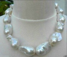 REAL HUGE 20-30MM NATURAL SOUTH SEA WHITE BAROQUE PEARL NECKLACE JEWELRY 18" picture