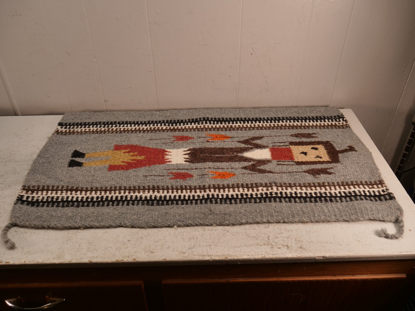 Southwest Textile Yei Design Navajo Native American Hand Weaved Rug Tapestry