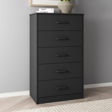 5 Drawer Wood Dressers 48 Inch Tall Chest of Drawers Storage Bedroom Furniture picture