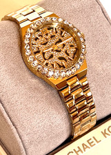 MICHAEL KORS MK7394 Lennox Animal Print Pave Crystal Gold Ladies Watch BNWT $275 picture