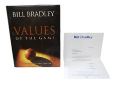 Values of the Game by Bill Bradley autographed hardcover book and stationary picture
