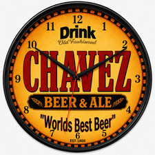 Chavez Beer and Ale Novelty Wall Clock | 10 Inch Diameter | Bar, Saloon, Keg picture