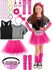 80s Outfit for Kids Girls 80s Costumes Accessories Set Halloween Costume 1980s T picture