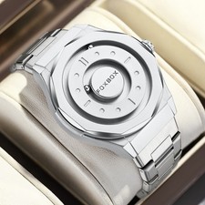 LIGE FOXBOX Men Watch Quartz Scrolling Bead Magne 3ATM Waterproof Man Wristwatch picture