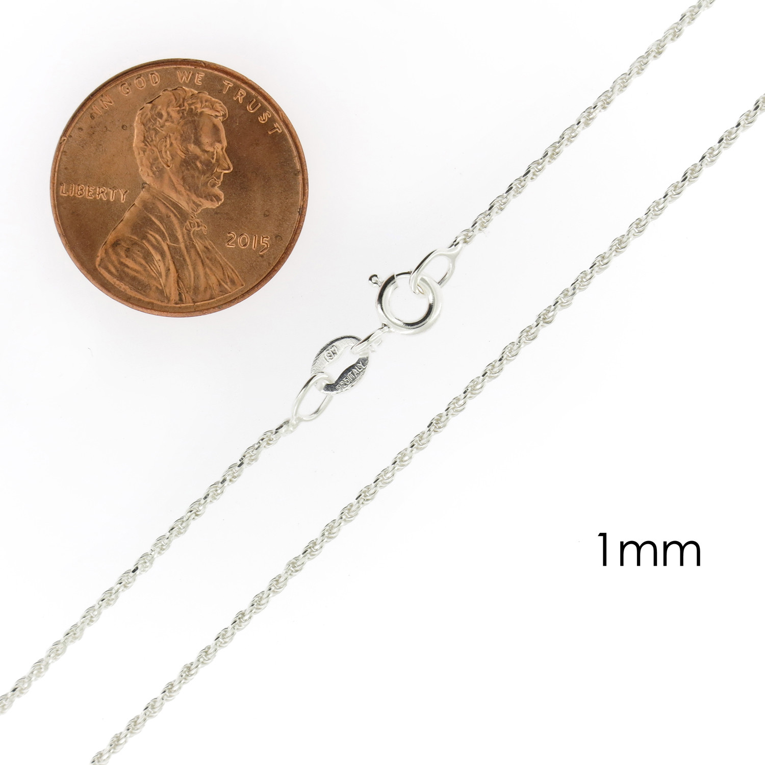 Real Solid Sterling Silver Diamond Cut Rope Chain Mens Boys Bracelet or Necklace Real Solid Sterling Silver Diamond Cut Rope Chain Mens Boys Bracelet or Necklace