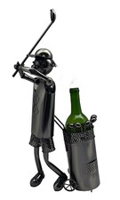 Golfer with Golf Clubs Metal Wine Bottle Holder picture