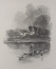 LOCHMABEN CASTLE LOCH SCOTLAND JMW TURNER Vintage Print of Etching picture