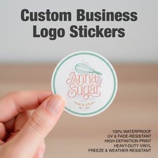 100 Custom Business Stickers – Personalized Logo Labels, Waterproof Vinyl picture