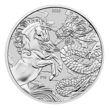 2026 1oz Australia Chinese Myths and Legends - Dragon and Horse Silver BU Coin picture