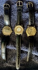 1991 1992 1995 Guess Wristwatch Black Gold Unisex Used Good-VG w/ Bands picture
