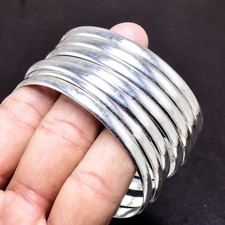 Solid 925 Sterling Silver Bangles, Beautiful Bangles Stacking Set of 7 Bangles picture