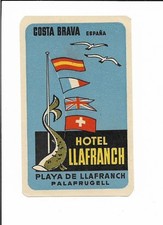 VINTAGE - HOTEL LLAFRANCH COSTA BRAVA SPAIN LUGGAGE LABEL - ORIGINAL picture