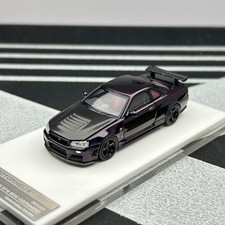 MOTORHELIX 1/64 Nissan GT-R R34 Customized Purple Carbon Diecast Car Model picture