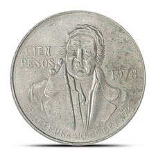 100 Pesos Mexican Silver Coin (1977-1979, AU+) picture
